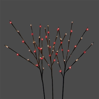 Twigs 60L Red & White Lights Stems with Brown Tape - Set of 3 - Currently out of stock