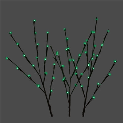 Twigs 60L Green Lights Stems with Brown Tape - Set of 3
